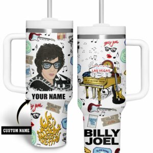 Billy Joel Music Custom Stanley Quencher 40oz Stainless Steel Tumbler With Handle - Threewoofs