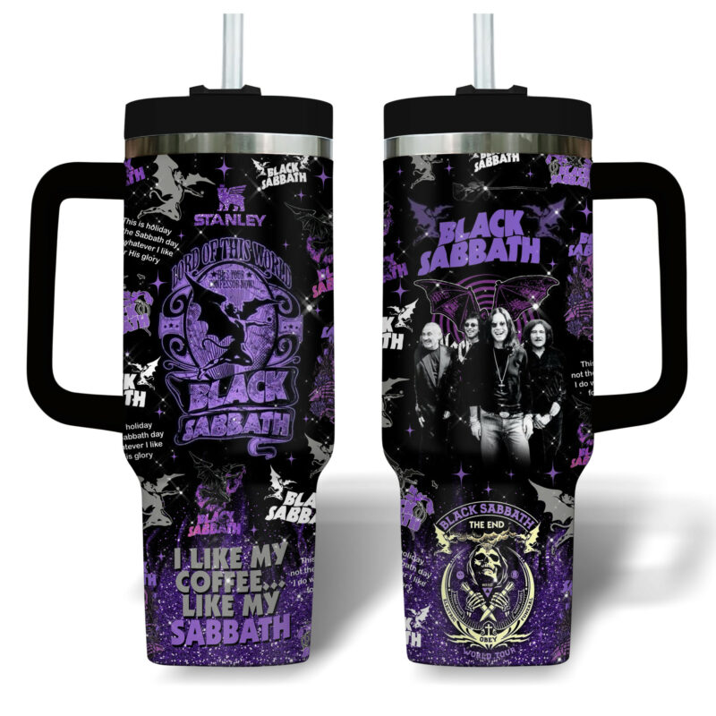 Black Sabbath Music Custom Stanley Quencher 40oz Stainless Steel Tumbler With Handle - Threewoofs - Image 2