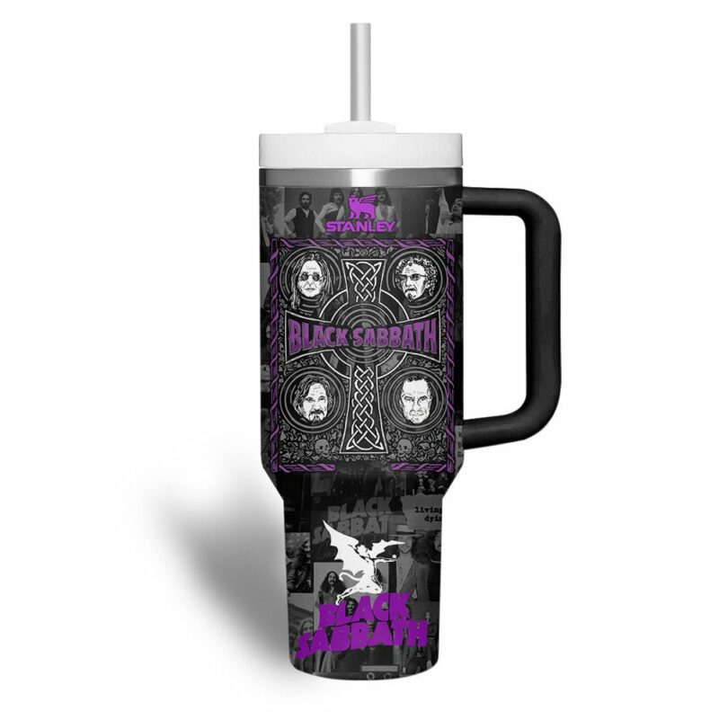 Black Sabbath Music Custom Stanley Quencher 40oz Stainless Steel Tumbler With Handle - Threewoofs - Image 3