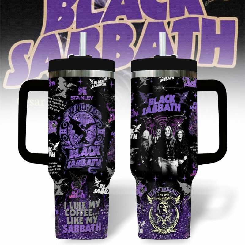 Black Sabbath Music Custom Stanley Quencher 40oz Stainless Steel Tumbler With Handle - Threewoofs
