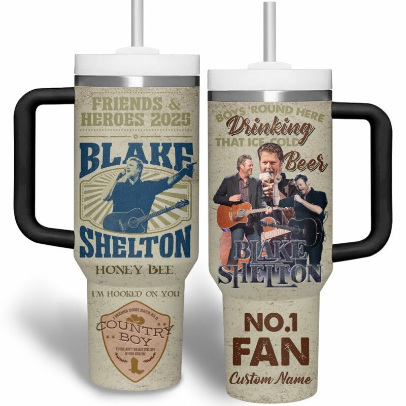 Blake Shelton Music Custom Stanley Quencher 40oz Stainless Steel Tumbler With Handle - Threewoofs - Image 2