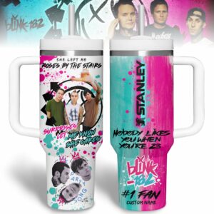 Blink-182 Music Custom Stanley Quencher 40oz Stainless Steel Tumbler With Handle - Threewoofs