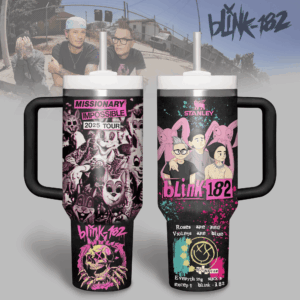 Blink-182 Music Custom Stanley Quencher 40oz Stainless Steel Tumbler With Handle - Threewoofs