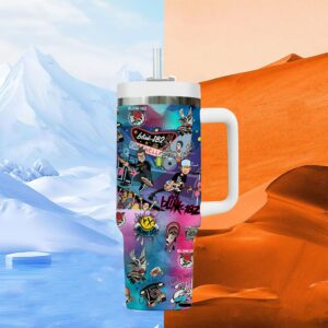 Blink-182 Music Custom Stanley Quencher 40oz Stainless Steel Tumbler With Handle - Threewoofs