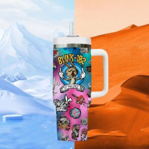 Blink-182 Music Custom Stanley Quencher 40oz Stainless Steel Tumbler With Handle - Threewoofs