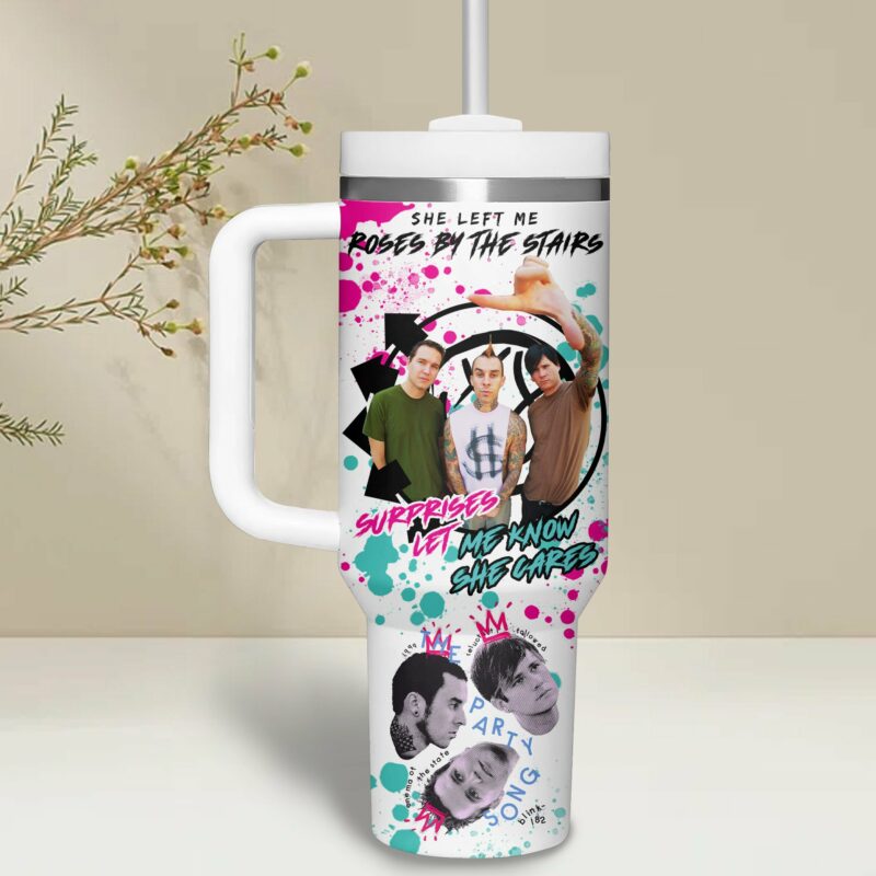 Blink-182 Music Custom Stanley Quencher 40oz Stainless Steel Tumbler With Handle - Threewoofs - Image 5