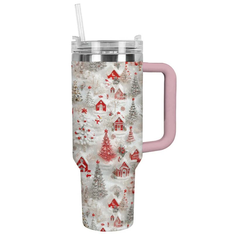 Blissful Christmas Custom Stanley Quencher 40oz Stainless Steel Tumbler With Handle - Threewoofs - Image 3
