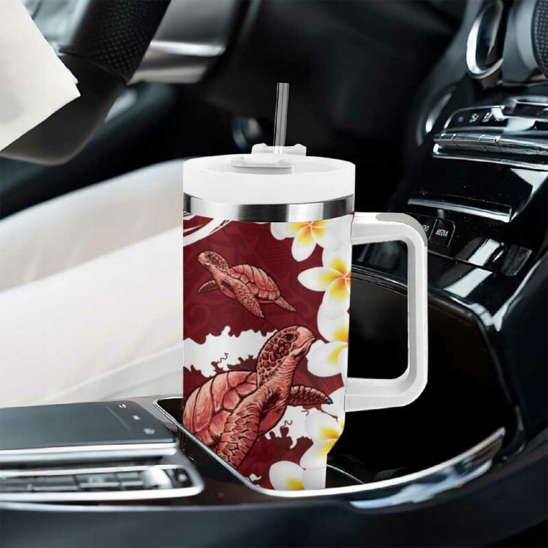 Blood Gold Polynesia Polynesian Frangipani With Sea Turtles Custom Stanley Quencher 40oz Stainless Steel Tumbler With Handle - Threewoofs - Image 8