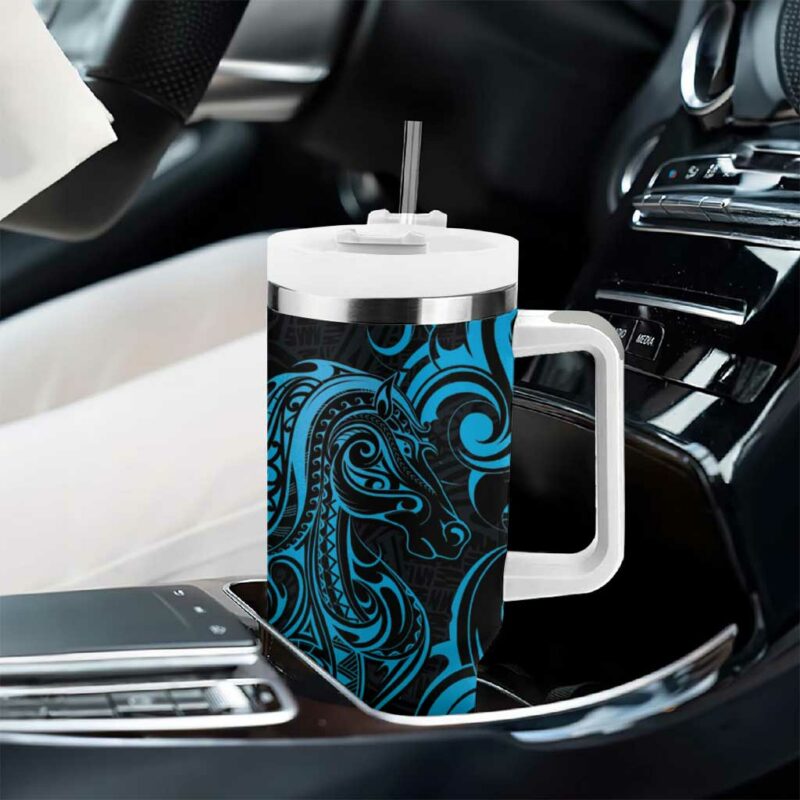 Blue Aoteara Horse Racing NZ Maori Custom Stanley Quencher 40oz Stainless Steel Tumbler With Handle - Threewoofs - Image 8