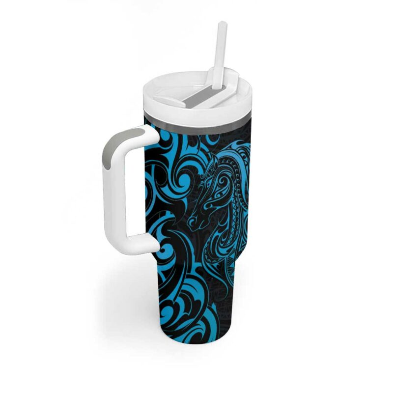 Blue Aoteara Horse Racing NZ Maori Custom Stanley Quencher 40oz Stainless Steel Tumbler With Handle - Threewoofs - Image 2