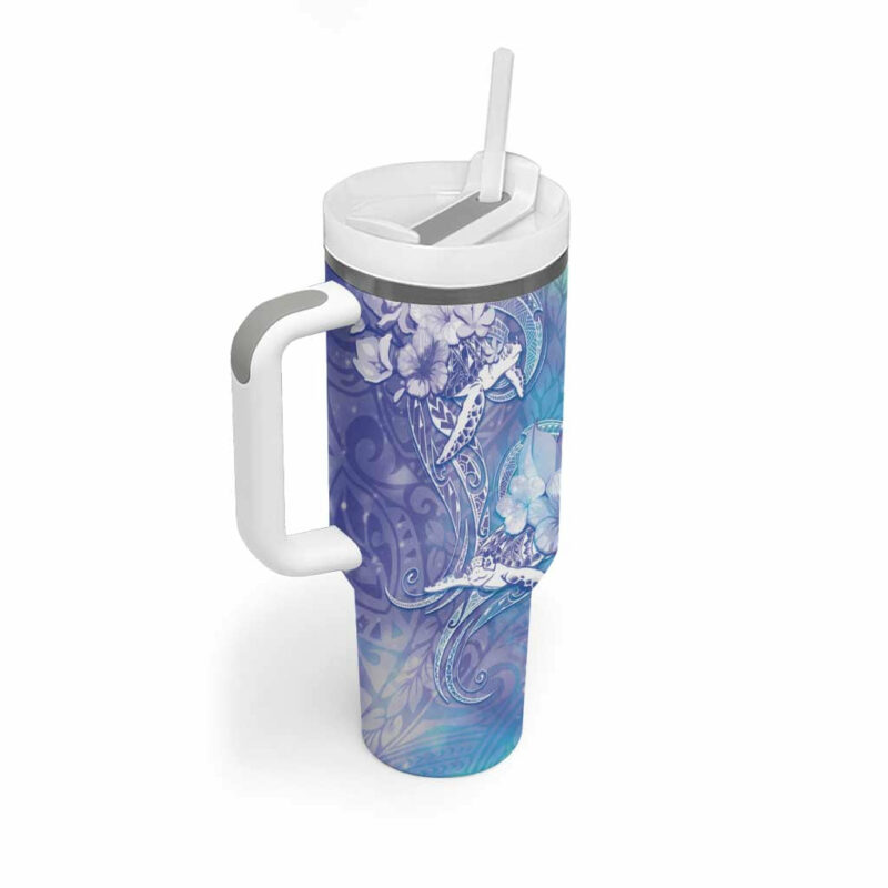 Blue Sea Turtle Heart Love Custom Stanley Quencher 40oz Stainless Steel Tumbler With Handle - Threewoofs - Image 2