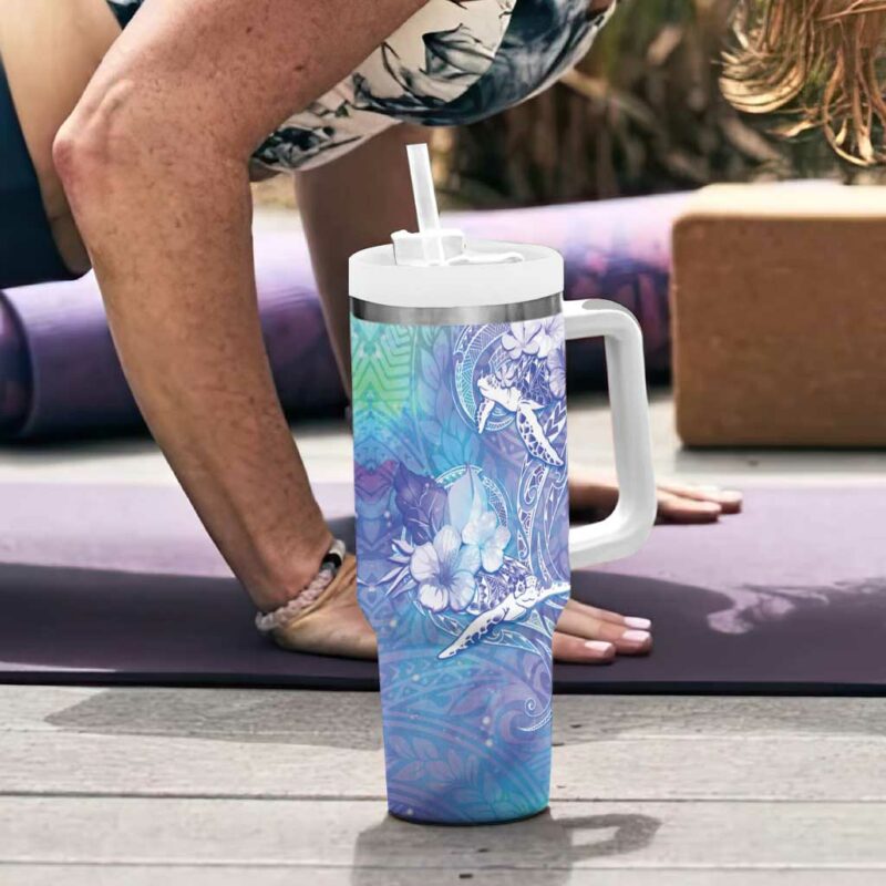 Blue Sea Turtle Heart Love Custom Stanley Quencher 40oz Stainless Steel Tumbler With Handle - Threewoofs - Image 6
