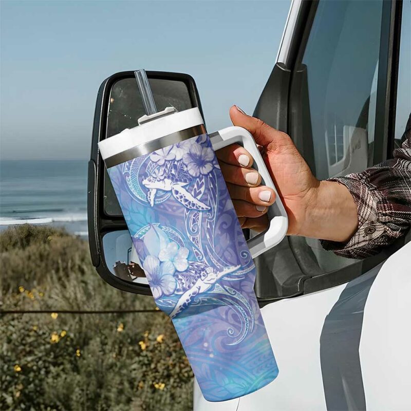 Blue Sea Turtle Heart Love Custom Stanley Quencher 40oz Stainless Steel Tumbler With Handle - Threewoofs - Image 7
