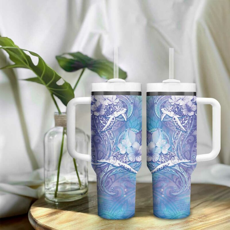 Blue Sea Turtle Heart Love Custom Stanley Quencher 40oz Stainless Steel Tumbler With Handle - Threewoofs - Image 9