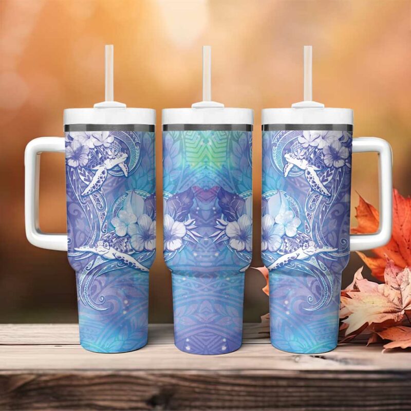 Blue Sea Turtle Heart Love Custom Stanley Quencher 40oz Stainless Steel Tumbler With Handle - Threewoofs - Image 4