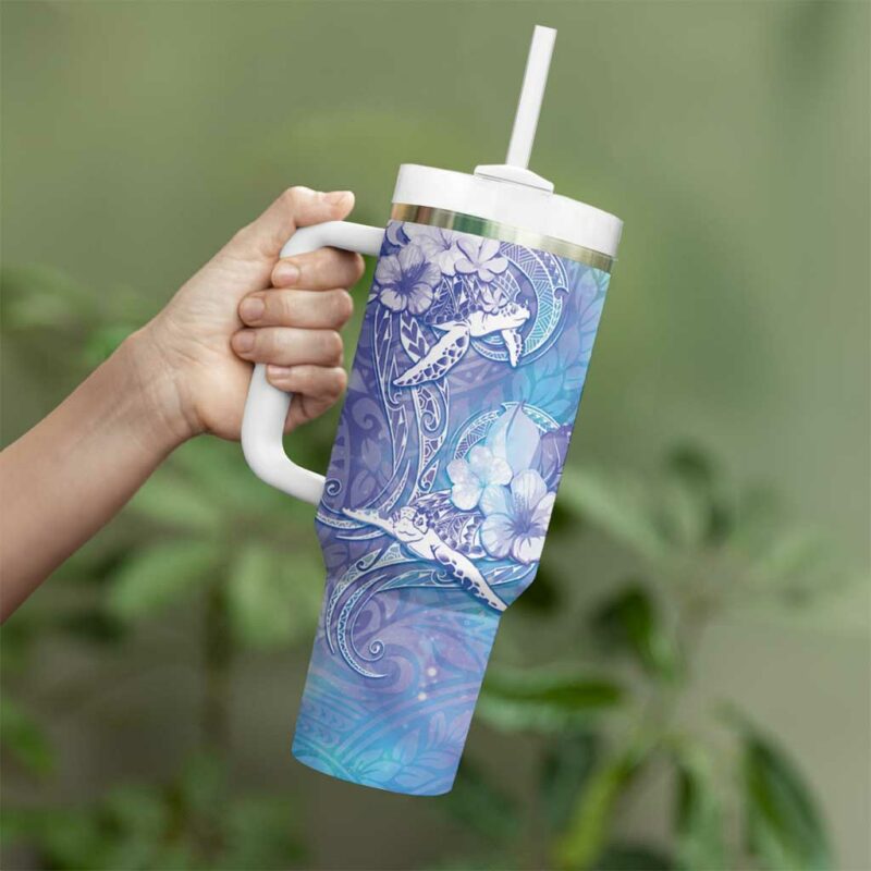 Blue Sea Turtle Heart Love Custom Stanley Quencher 40oz Stainless Steel Tumbler With Handle - Threewoofs - Image 3