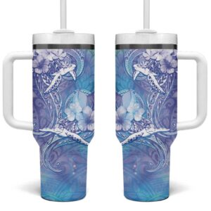 Blue Sea Turtle Heart Love Custom Stanley Quencher 40oz Stainless Steel Tumbler With Handle - Threewoofs