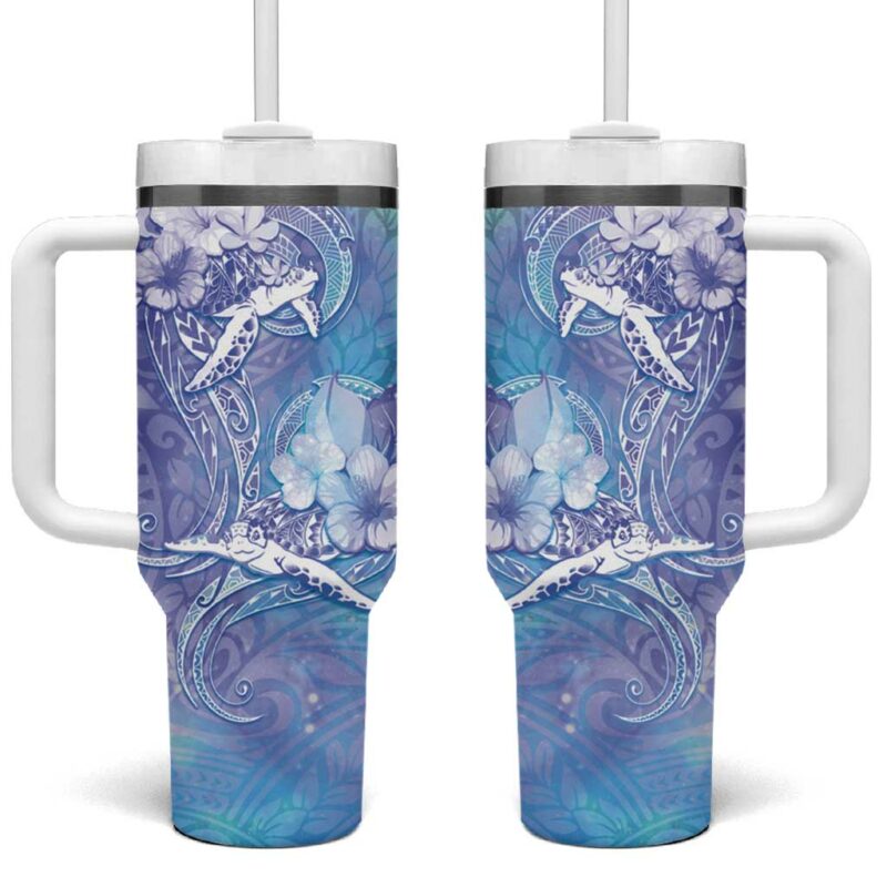 Blue Sea Turtle Heart Love Custom Stanley Quencher 40oz Stainless Steel Tumbler With Handle - Threewoofs