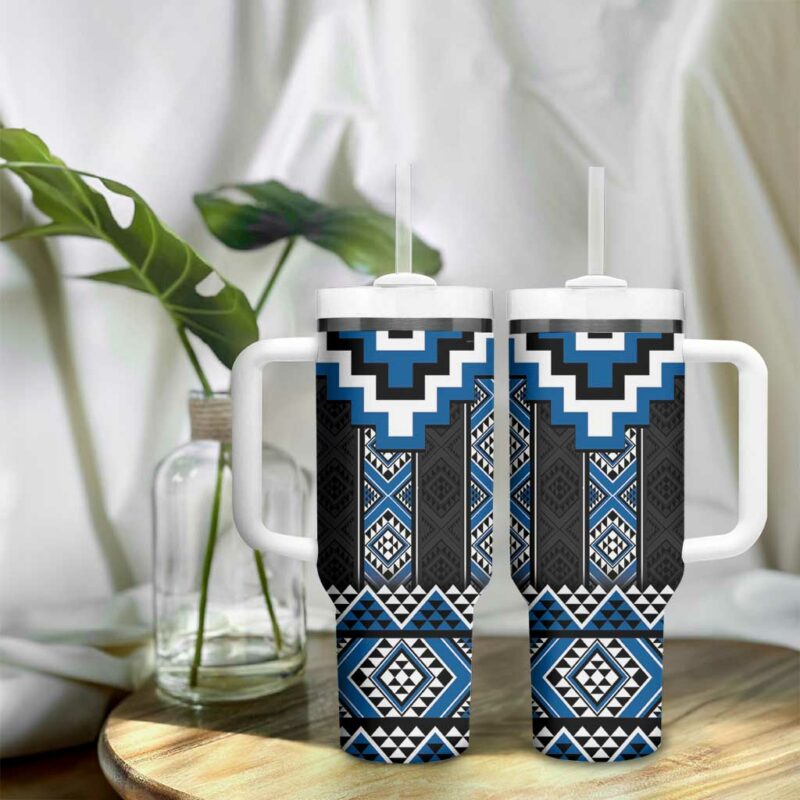 Blue Taniko Aotearoa Niho Taniwha Mix Poutama Custom Stanley Quencher 40oz Stainless Steel Tumbler With Handle - Threewoofs - Image 9