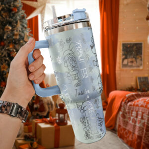 Bluey And Bingo Cartoon Custom Stanley Quencher 40oz Stainless Steel Tumbler With Handle - Threewoofs