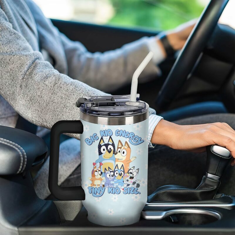 Bluey Cartoon Custom Stanley Quencher 40oz Stainless Steel Tumbler With Handle - Threewoofs - Image 4