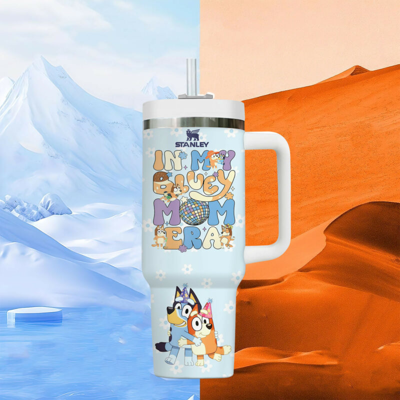 Bluey Cartoon Custom Stanley Quencher 40oz Stainless Steel Tumbler With Handle - Threewoofs - Image 2
