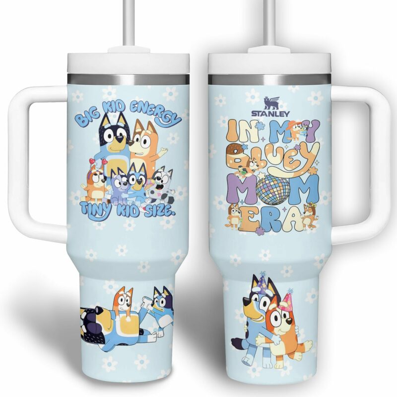 Bluey Cartoon Custom Stanley Quencher 40oz Stainless Steel Tumbler With Handle - Threewoofs - Image 7