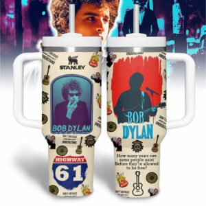 Bob Dylan Music Custom Stanley Quencher 40oz Stainless Steel Tumbler With Handle - Threewoofs
