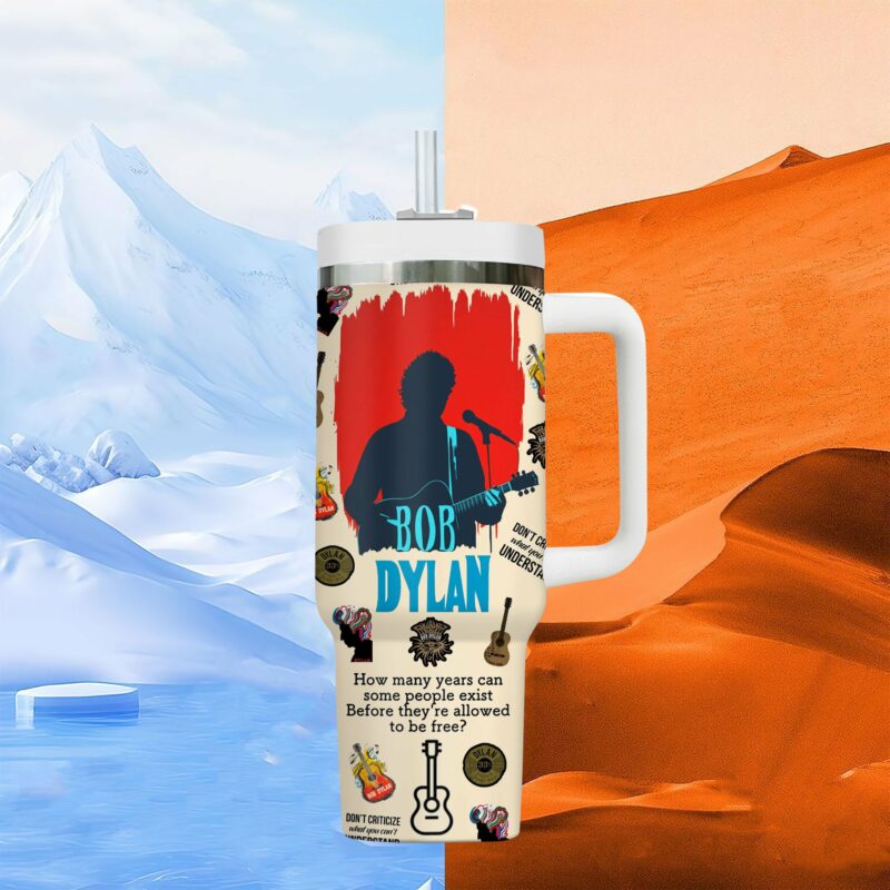 Bob Dylan Music Custom Stanley Quencher 40oz Stainless Steel Tumbler With Handle - Threewoofs - Image 3