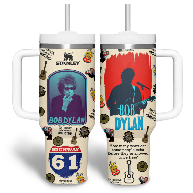Bob Dylan Music Custom Stanley Quencher 40oz Stainless Steel Tumbler With Handle - Threewoofs - Image 2