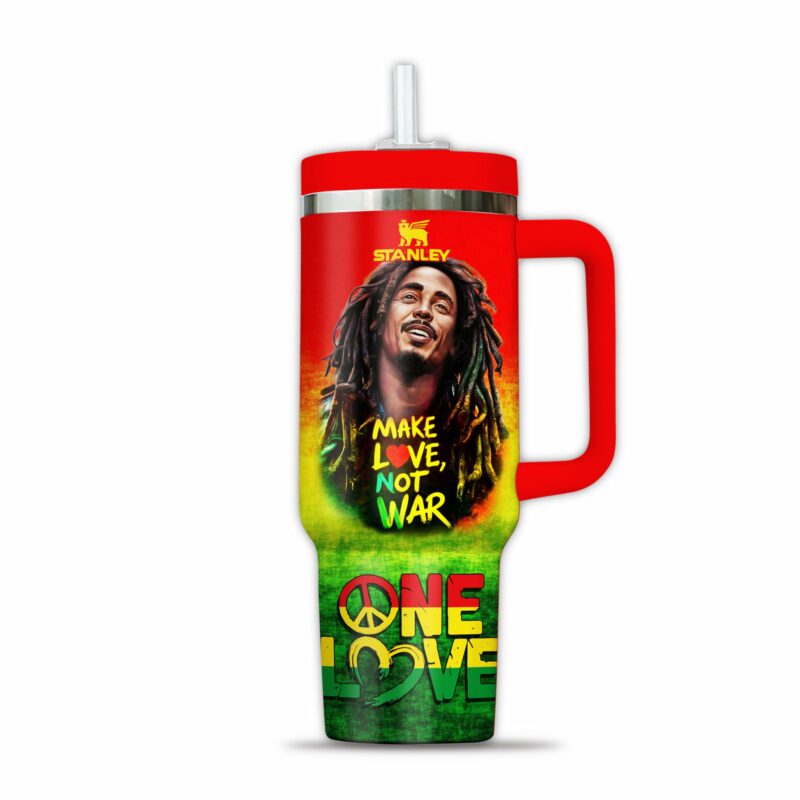 Bob Marley Music Custom Stanley Quencher 40oz Stainless Steel Tumbler With Handle - Threewoofs - Image 3