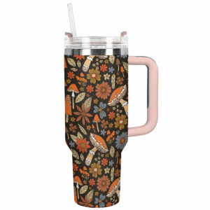 Boho Mushroom Bliss Custom Stanley Quencher 40oz Stainless Steel Tumbler With Handle - Threewoofs