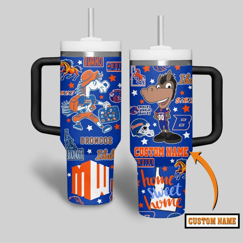 Boise State Broncos NCAA Custom Stanley Quencher 40oz Stainless Steel Tumbler With Handle - Threewoofs