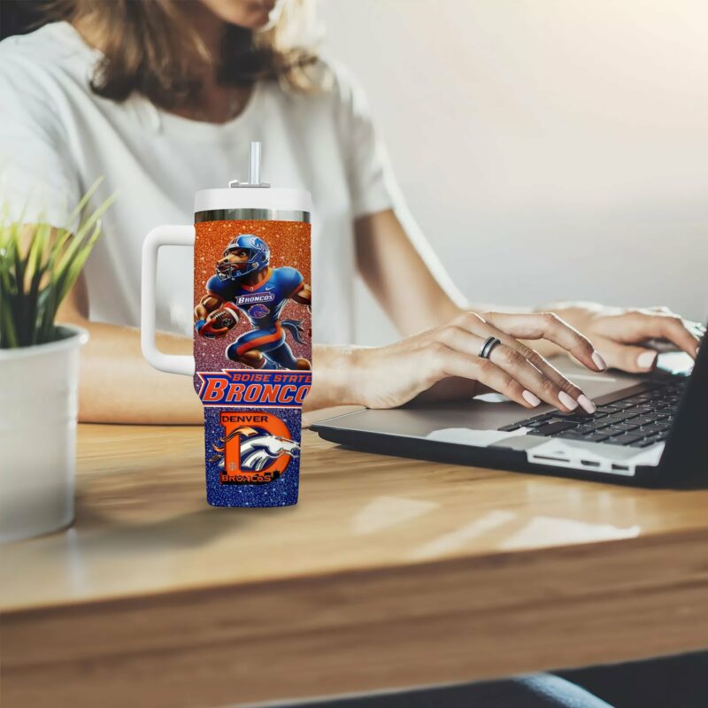 Boise State Broncos NCAA Sports Custom Stanley Quencher 40oz Stainless Steel Tumbler With Handle - Threewoofs - Image 2