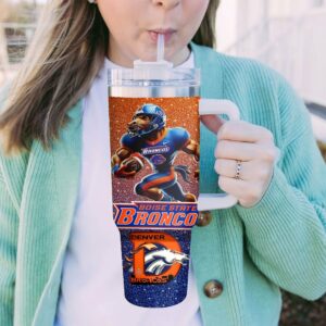Boise State Broncos NCAA Sports Custom Stanley Quencher 40oz Stainless Steel Tumbler With Handle - Threewoofs