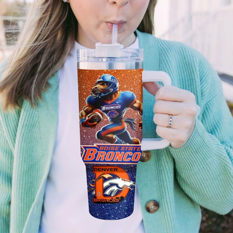Boise State Broncos NCAA Sports Custom Stanley Quencher 40oz Stainless Steel Tumbler With Handle - Threewoofs