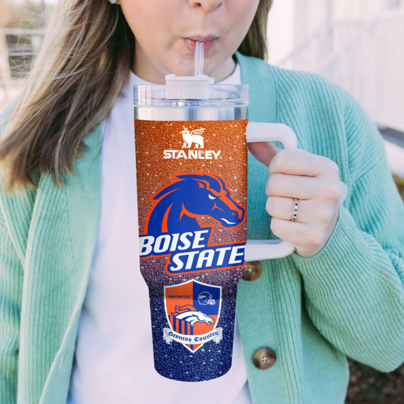 Boise State Broncos NCAA Sports Custom Stanley Quencher 40oz Stainless Steel Tumbler With Handle - Threewoofs - Image 3