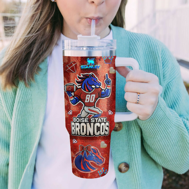 Boise State Broncos NCAA Sports Custom Stanley Quencher 40oz Stainless Steel Tumbler With Handle - Threewoofs - Image 3
