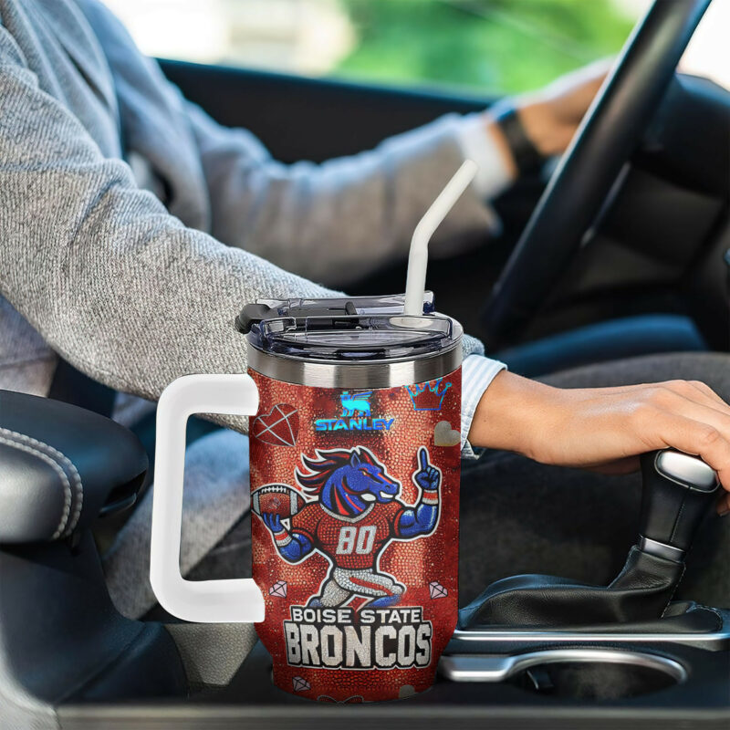 Boise State Broncos NCAA Sports Custom Stanley Quencher 40oz Stainless Steel Tumbler With Handle - Threewoofs - Image 4