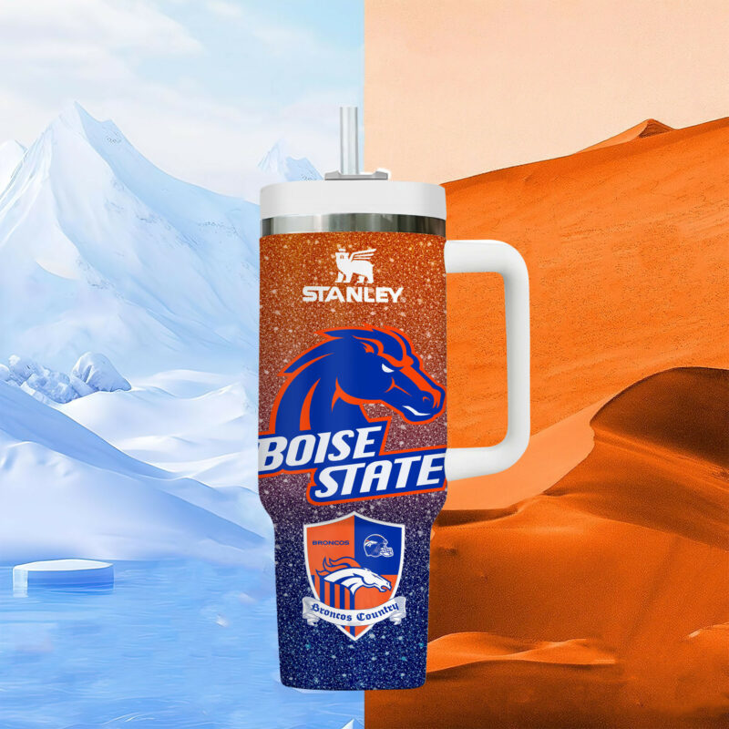 Boise State Broncos NCAA Sports Custom Stanley Quencher 40oz Stainless Steel Tumbler With Handle - Threewoofs - Image 6