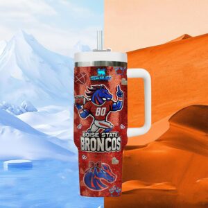 Boise State Broncos NCAA Sports Custom Stanley Quencher 40oz Stainless Steel Tumbler With Handle - Threewoofs