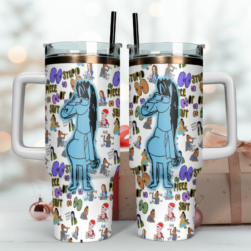 BoJack Horseman TV Series Custom Stanley Quencher 40oz Stainless Steel Tumbler With Handle - Threewoofs - Image 4