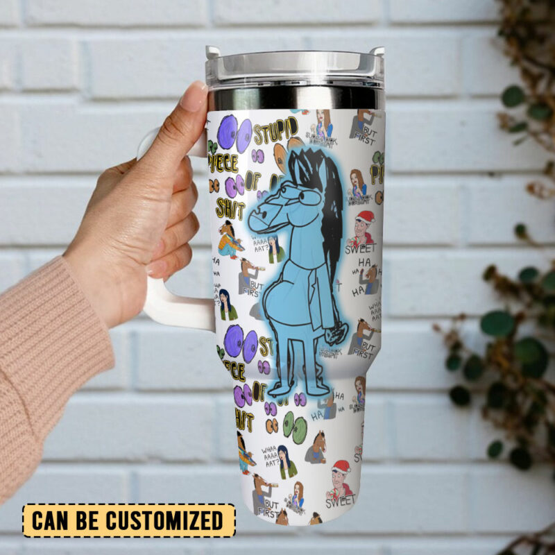 BoJack Horseman TV Series Custom Stanley Quencher 40oz Stainless Steel Tumbler With Handle - Threewoofs - Image 3