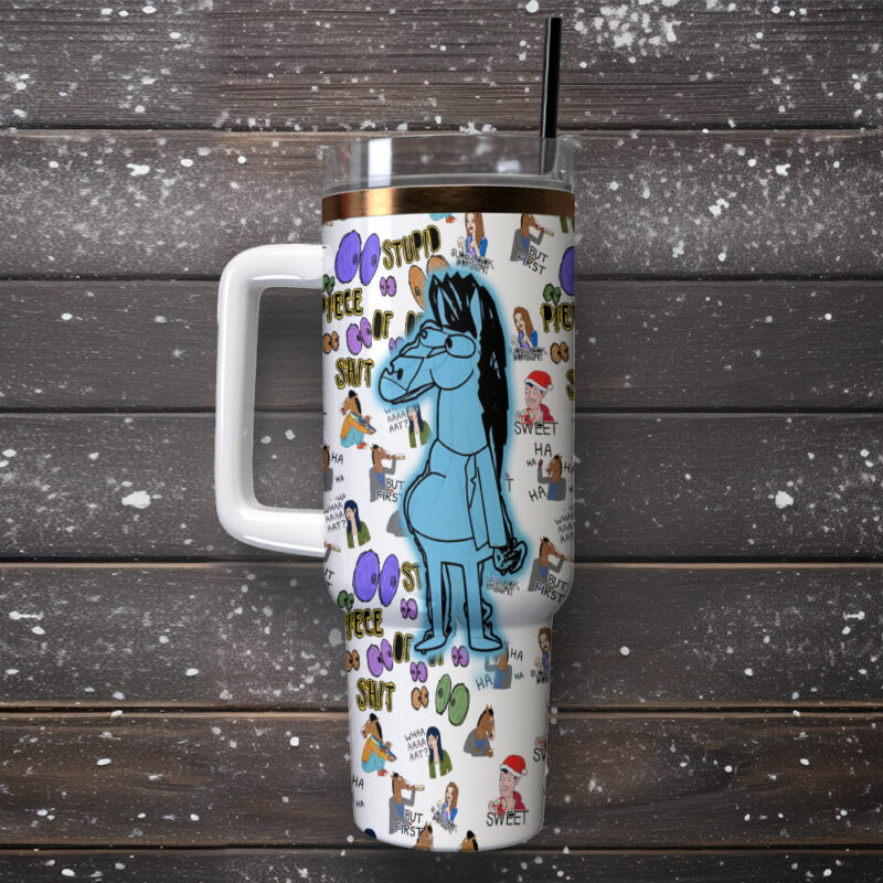 BoJack Horseman TV Series Custom Stanley Quencher 40oz Stainless Steel Tumbler With Handle - Threewoofs - Image 2