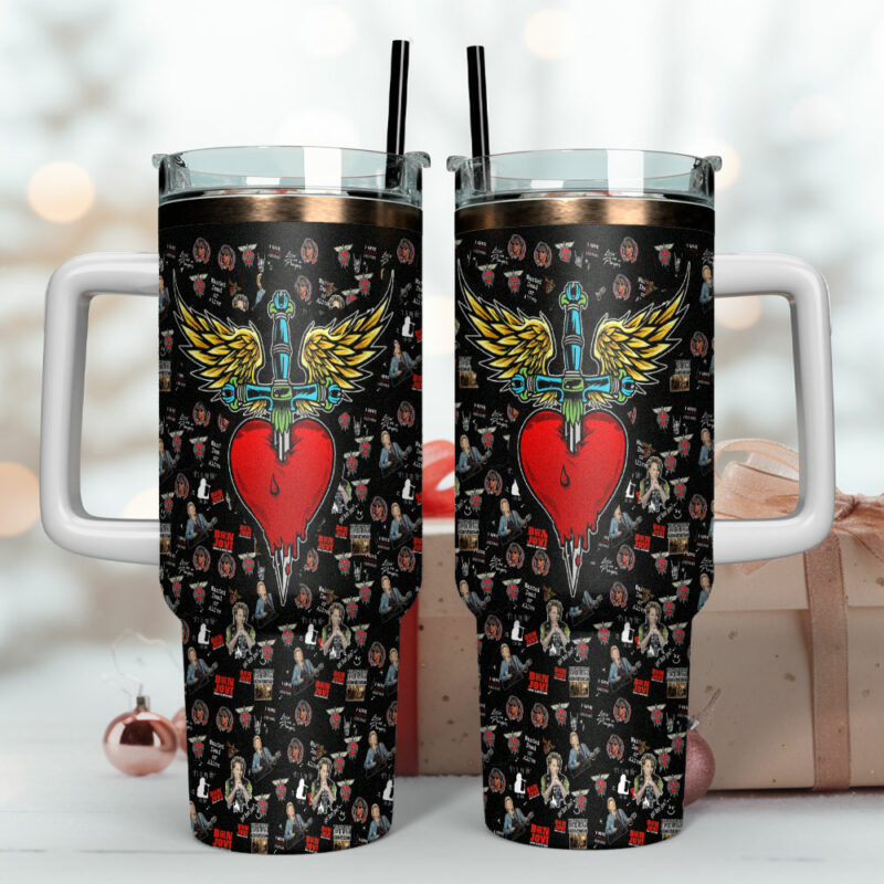 Bon Jovi Music Custom Stanley Quencher 40oz Stainless Steel Tumbler With Handle - Threewoofs - Image 4