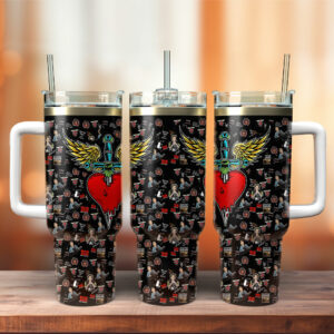 Bon Jovi Music Custom Stanley Quencher 40oz Stainless Steel Tumbler With Handle - Threewoofs