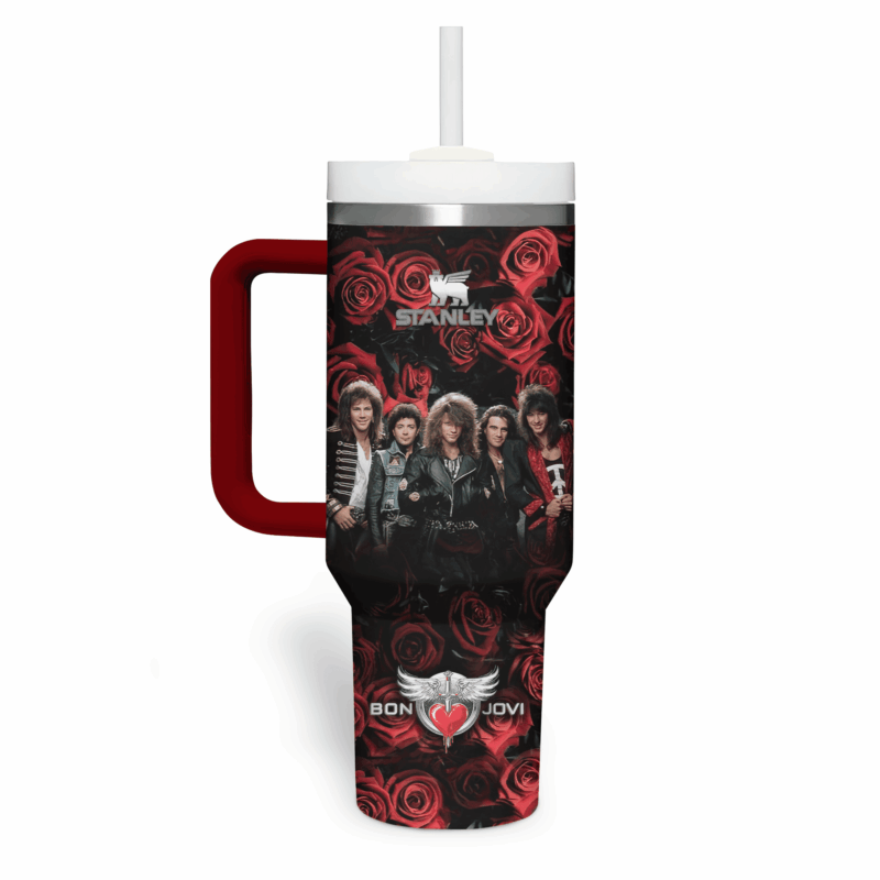 Bon Jovi Music Custom Stanley Quencher 40oz Stainless Steel Tumbler With Handle - Threewoofs - Image 2