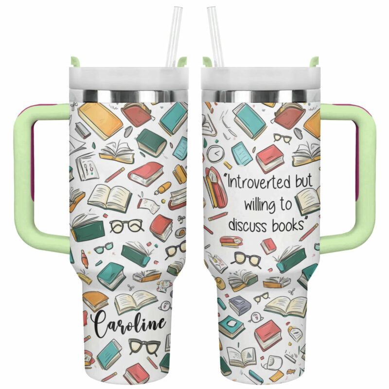 Book Lover Custom Stanley Quencher 40oz Stainless Steel Tumbler With Handle - Threewoofs - Image 3