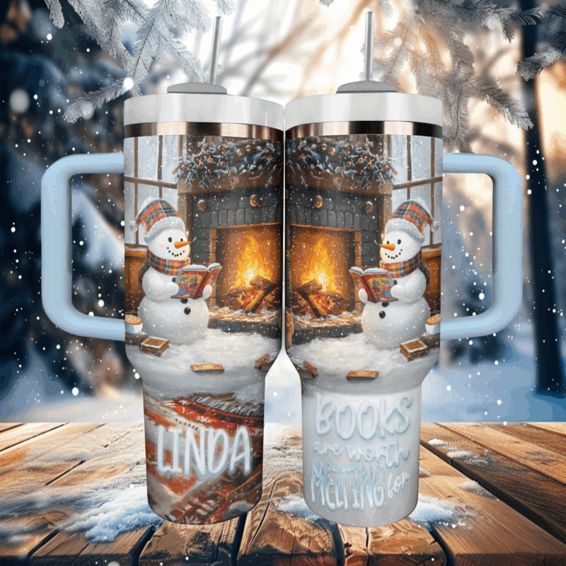 Books Are Worth Melting For Christmas Custom Stanley Quencher 40oz Stainless Steel Tumbler With Handle - Threewoofs - Image 3