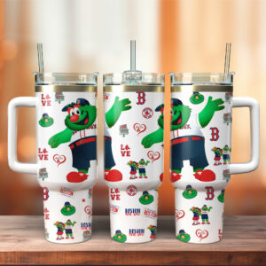 Boston Red Sox MLB Custom Stanley Quencher 40oz Stainless Steel Tumbler With Handle - Threewoofs